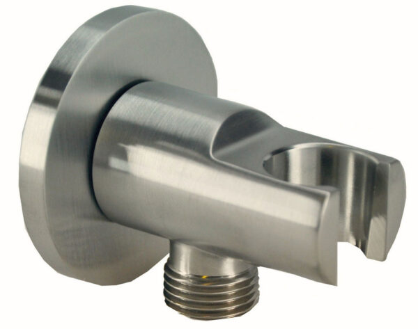 UniMatch wandaansluitbocht met handdouchehouder rond 1/2" geborsteld staal PVD 294800