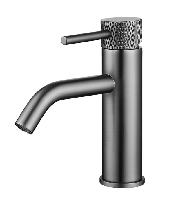 Ribbd wastafelkraan met coldstart gunmetal PVD 295304