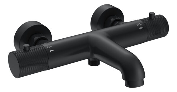 Ribbd thermostatische badmengkraan hartafstand 15 cm mat zwart 295362