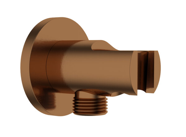 UniMatch wandaansluitbocht met handdouchehouder rond 1/2" geborsteld brons koper PVD 295800