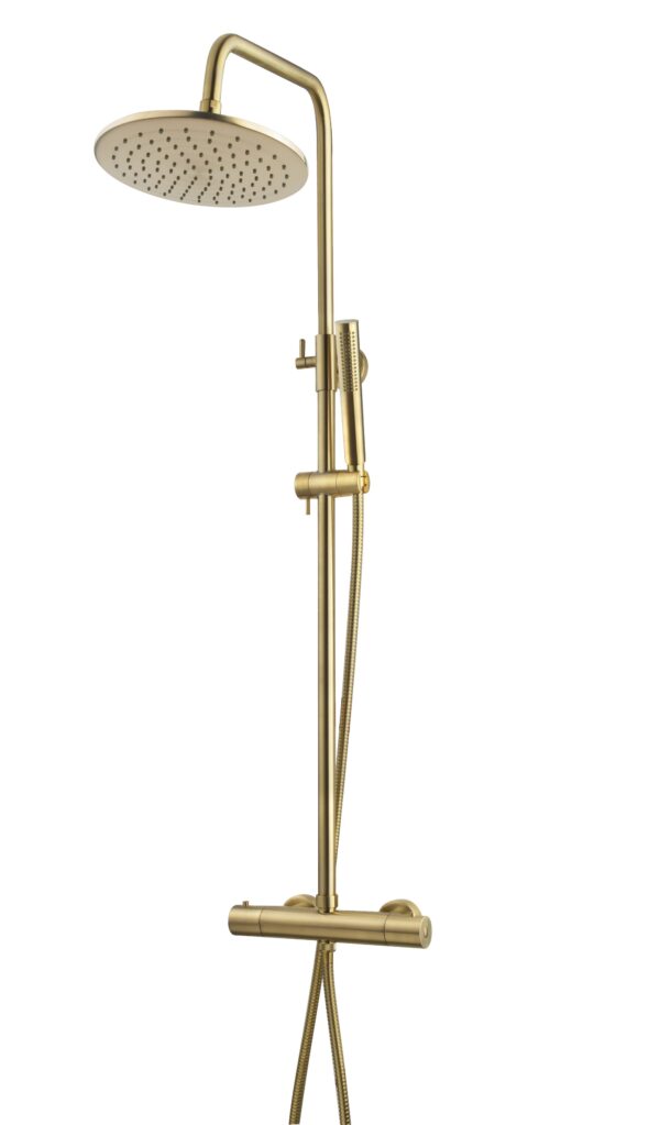 Caral thermostatische regendoucheset opbouw geborsteld messing PVD 295956