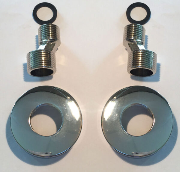 Rio set S-koppelingen met rozet voor 15cm 1/2''x3/4'' chroom 296123