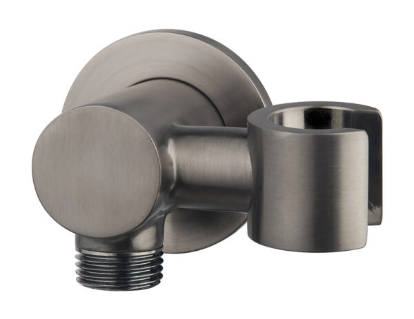 UniMatch wandaansluitbocht met kantelbare handdouchehouder rond 1/2" gunmetal PVD 297944