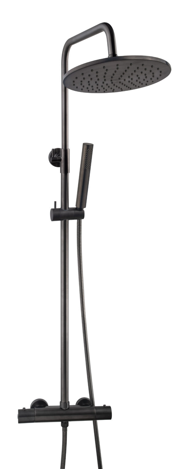 Caral thermostatische regendoucheset opbouw gunmetal PVD 297957