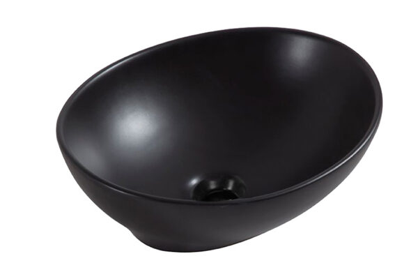 Barco waskom ovaal 40 x 33 x 14,5 cm keramiek mat zwart 322411
