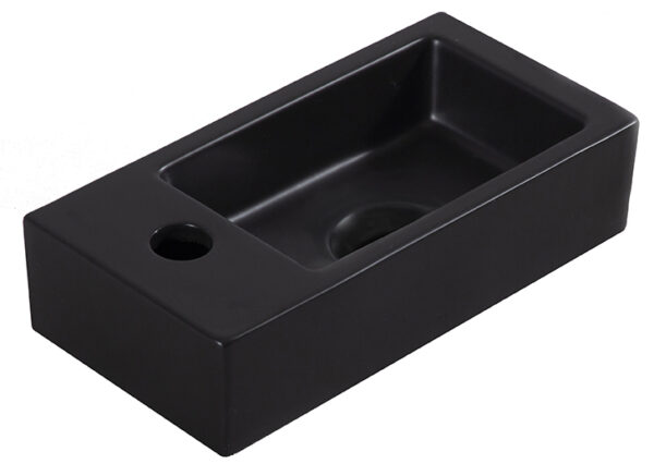 Rhea S mini fontein links 36,5 x 18 x 9 cm keramiek mat zwart 322496