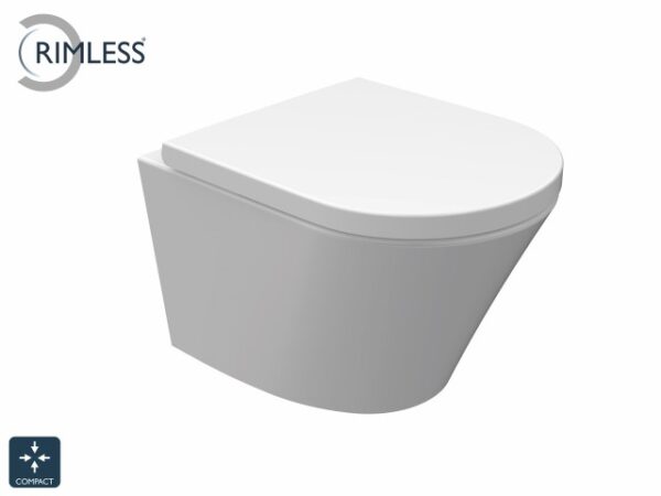 Vesta junior wandcloset rimless verkort met Vesta Junior toiletzitting softclose en quick release glans wit 323451