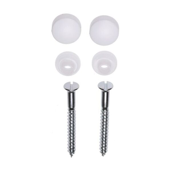Potschroevenset zonder plug 2 stuks verzinkt 6 x 60 mm afdekdop wit 323534