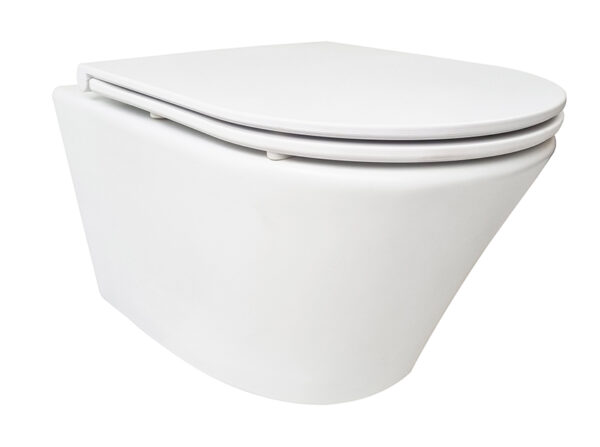 Vesta wandcloset rimless met Flatline toiletzitting softclose en quick release mat wit 323615