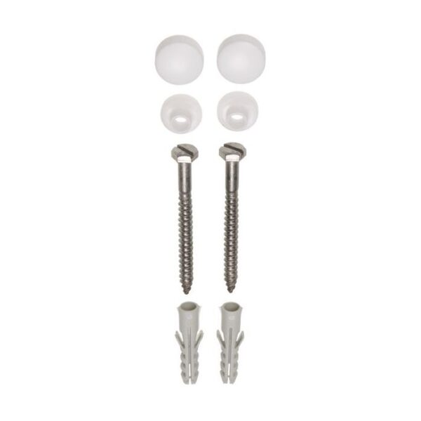 Potschroevenset met plug 2 stuks RVS 6 x 70 mm afdekdop wit 324262
