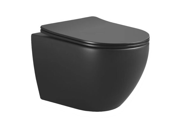 Nibiru rimless wandcloset met toiletzitting softclose en quick release mat zwart 324642