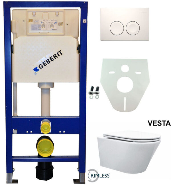 Geberit UP 100 Vesta Rimless wc+ Flatline zitt.+ Delta 25 wit 324939