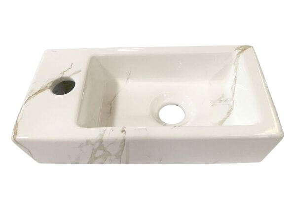 Rhea S mini fontein links 36,5 x 18 x 9 cm keramiek carrara 325496