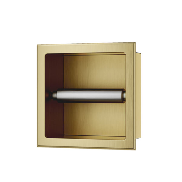 Rocko toiletrolhouder zonder klep inbouw geborsteld messing PVD 332114