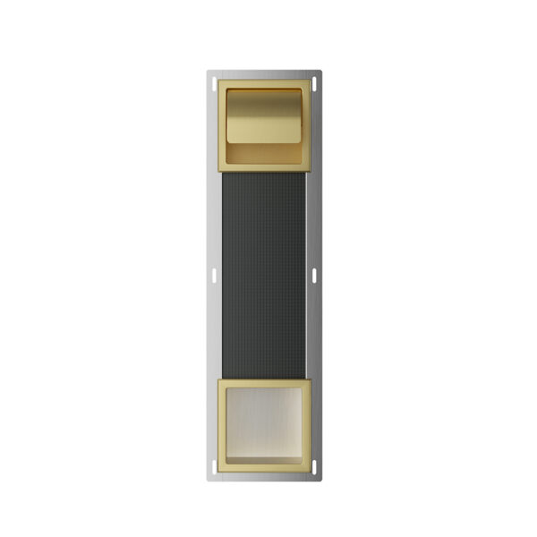 Rocko toiletrolhouder met klep en reserverolhouder inbouw geborsteld messing 332155