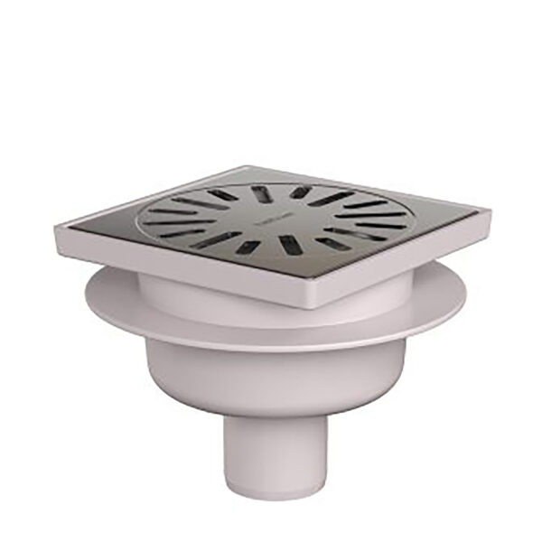 Doucheput 15 x 15 cm met onderuitloop RVS 333508