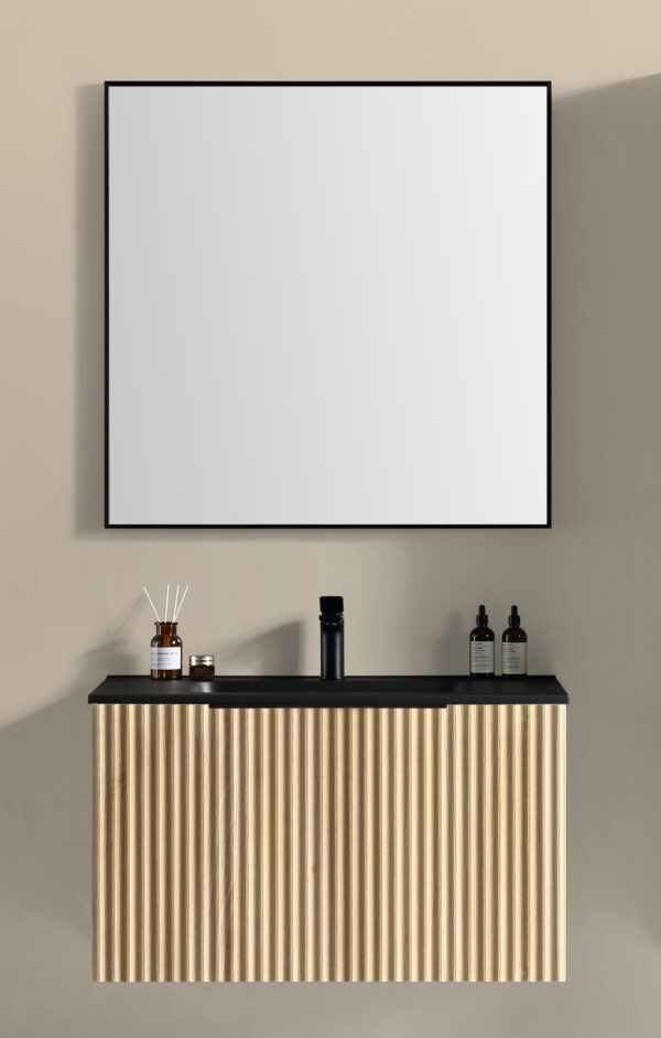 Ribbella badmeubel compleet 80 cm naturel eik/mat zwart 383506