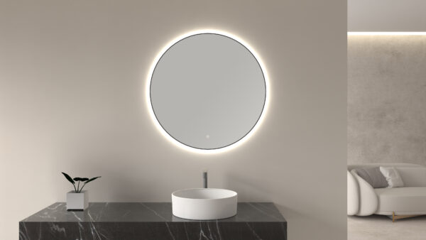 Novi spiegel rond met LED, dimbaar 60 cm mat zwart 383705