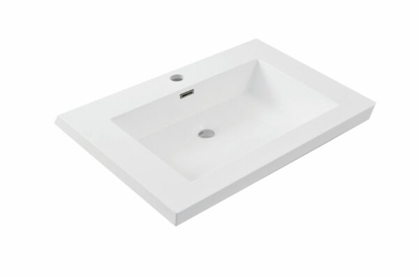 Vision wastafel enkel met 1 kraangat 60x46x5,5 cm kunstmarmer glans wit 383915