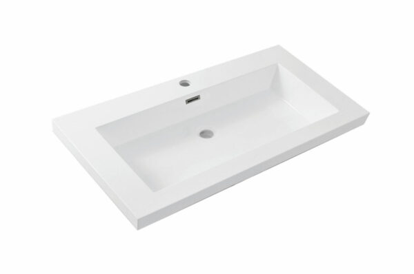 Vision wastafel enkel met 1 kraangat 80x46x5,5 cm kunstmarmer glans wit 383916