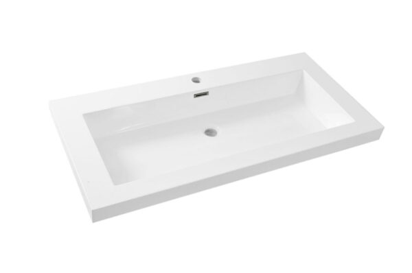 Vision wastafel enkel met 1 kraangat 100x46x5,5 cm kunstmarmer glans wit 383917