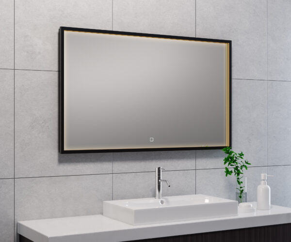 Avi spiegel rechthoek met LED, dimbaar en spiegelverwarming 100 x 60 cm mat zwart 384192