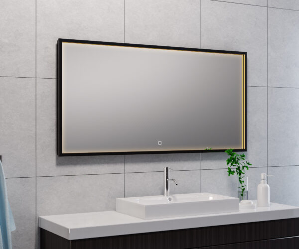 Avi spiegel rechthoek met LED, dimbaar en spiegelverwarming 120 x 60 cm mat zwart 384193