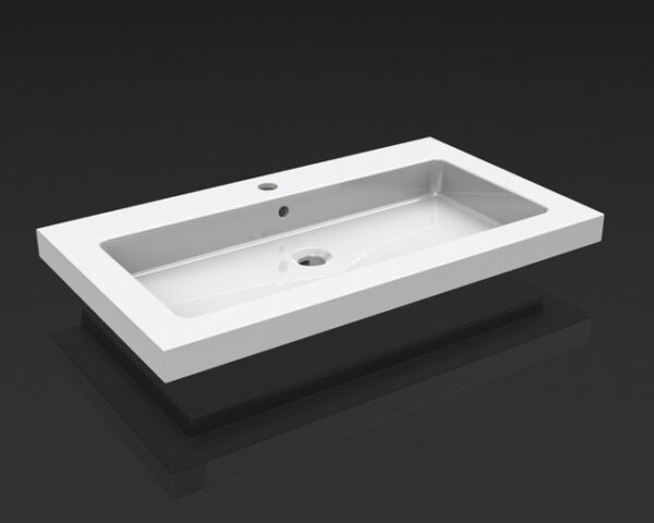 Kera wastafel enkel met 1 kraangat 60x46x5 cm keramiek glans wit 393801