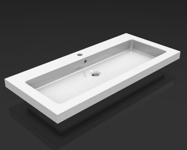Kera wastafel enkel met 1 kraangat 100x46x5 cm keramiek glans wit 393805