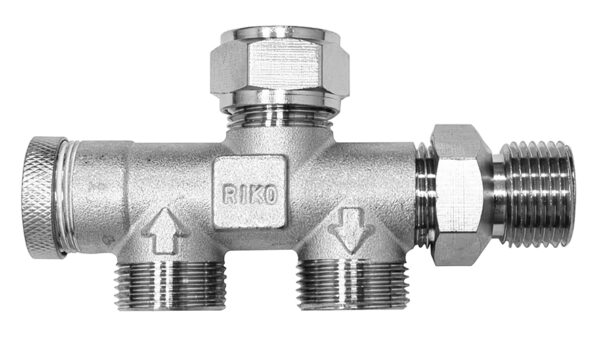 4-weg verdeler ½” x knel 15mm x 2 X M22 verkeerd 433571