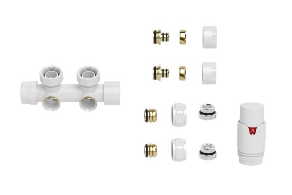 Set thermostatisch onderblok haaks links/rechts glans wit 433575