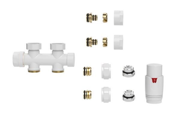 Set thermostatisch onderblok recht glans wit 433576