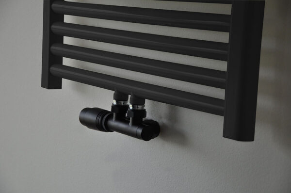 set thermostatisch onderblok haaks-links mat zwart 433601