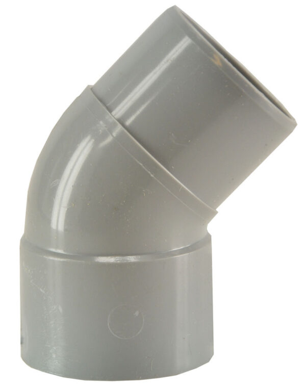 Afvoerbocht mof 125 mm x spie 125 mm 45 graden PVC 622090