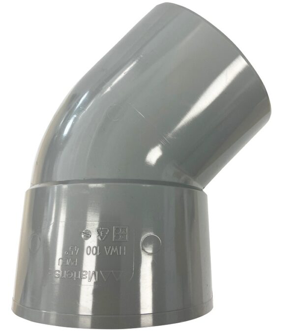 HWA bocht mof 80 mm x verjongde spie 80 mm 45 graden PVC 623001