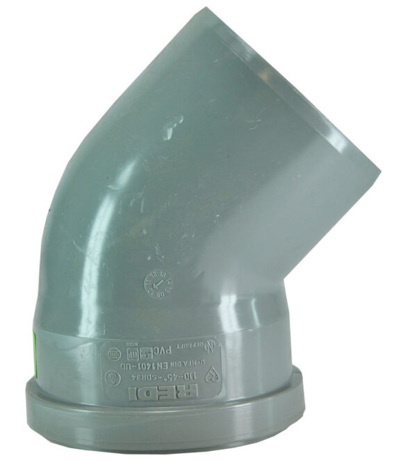 Afvoerbocht manchet 110 mm x spie 110 mm 45 graden PVC 623515