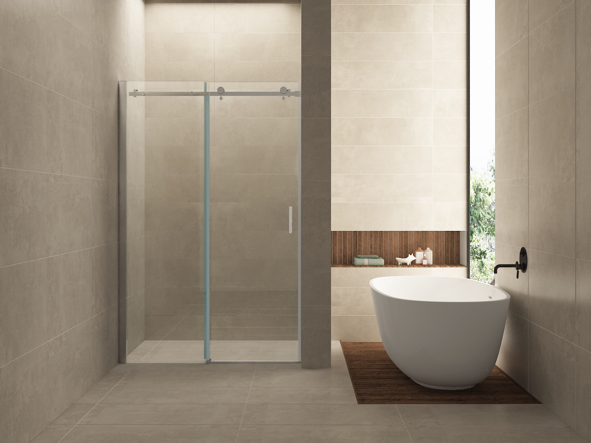 Productfoto Slide nis schuifdeur 1100 x 2000 x 8 mm nano helder glas/chroom 202810