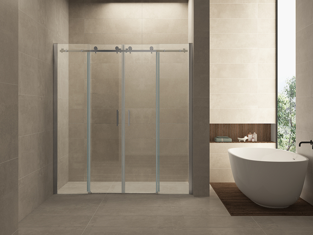 Productfoto Slide nis schuifdeur dubbel 1800 x 2000 x 8 mm nano helder glas/chroom 202815