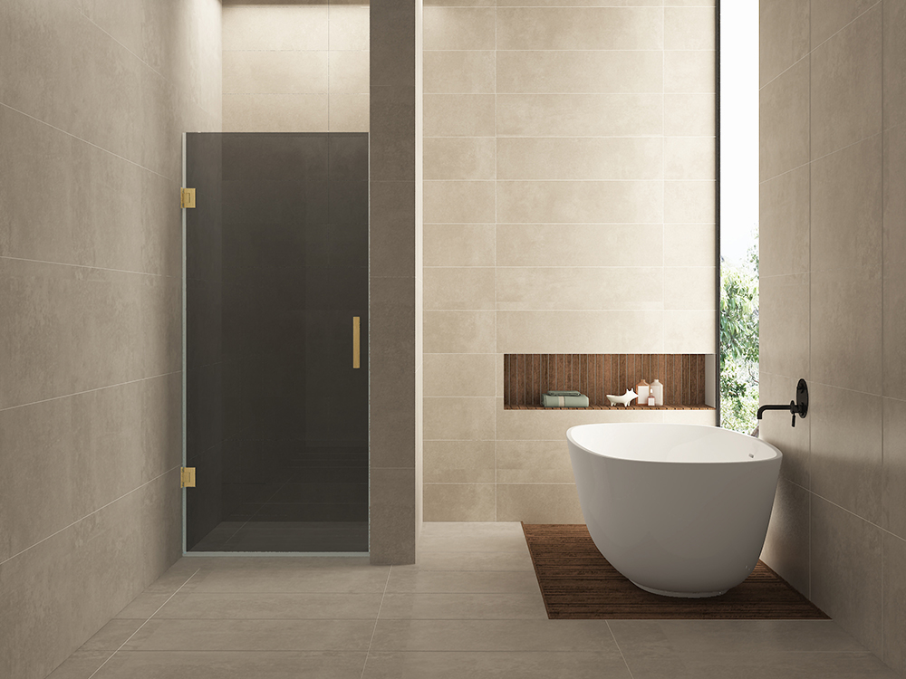 Productfoto Less nisdeur 700 x 2000 x 8 mm nano rookglas/geborsteld messing 203263