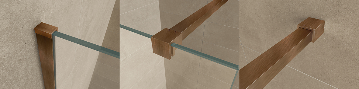 Productfoto Slim profielset met stabilisatiestang 120 cm geborsteld brons koper 203414