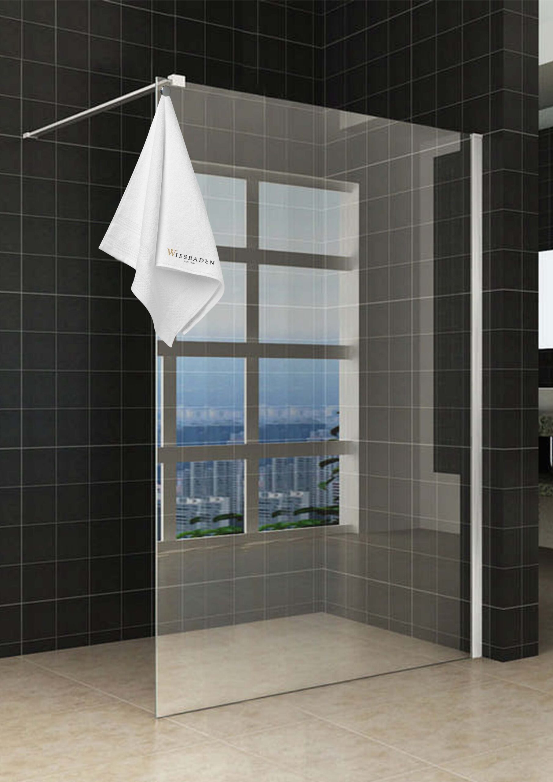 Productfoto Sita inloopdouche met handdoekhouder 120x200 cm chroom/8 mm helder glas met Nano coating 203419