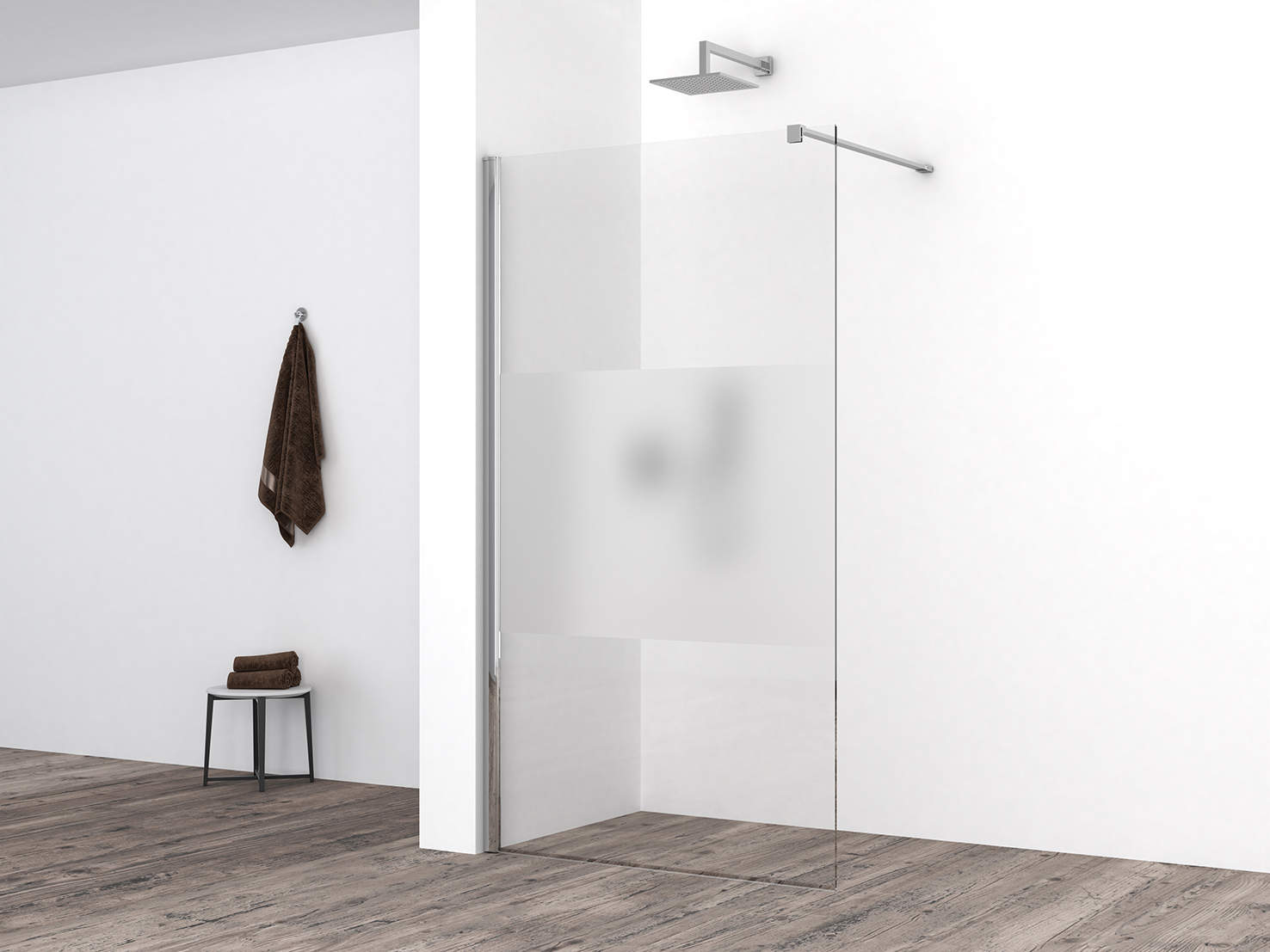 Productfoto Comfort inloopdouche 900 x 2000 x 10 mm nano helder glas met melkglas middenband/chroom 204207