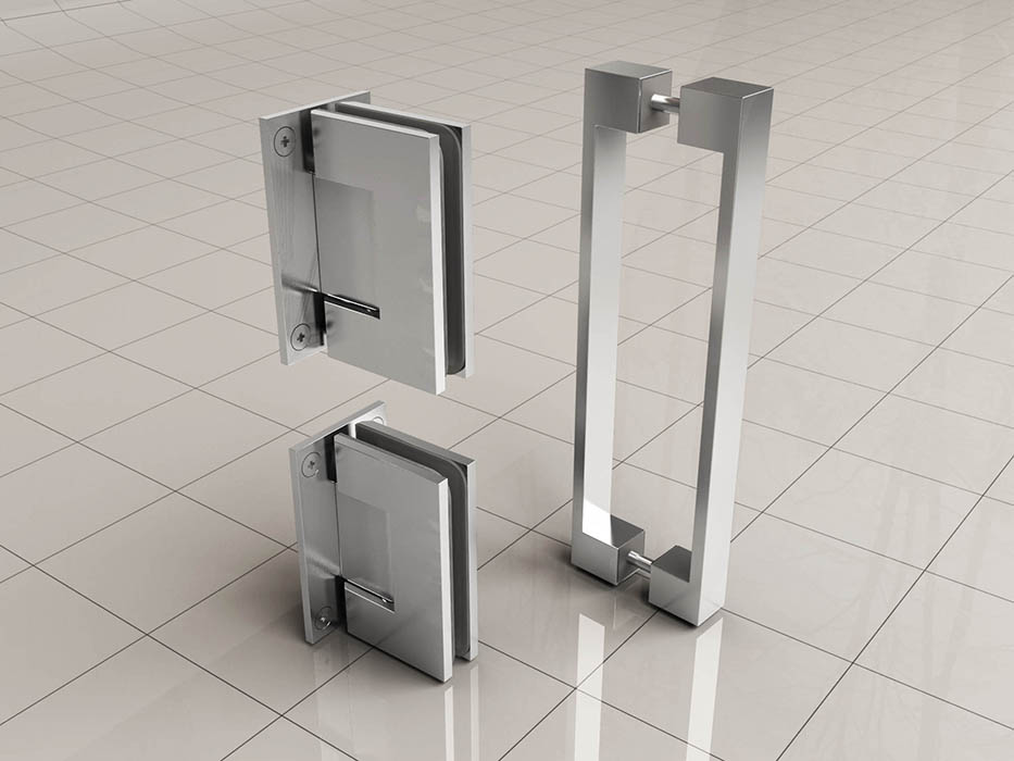 Productfoto Less scharnierset en greep voor profielloze nisdeur chroom 206170