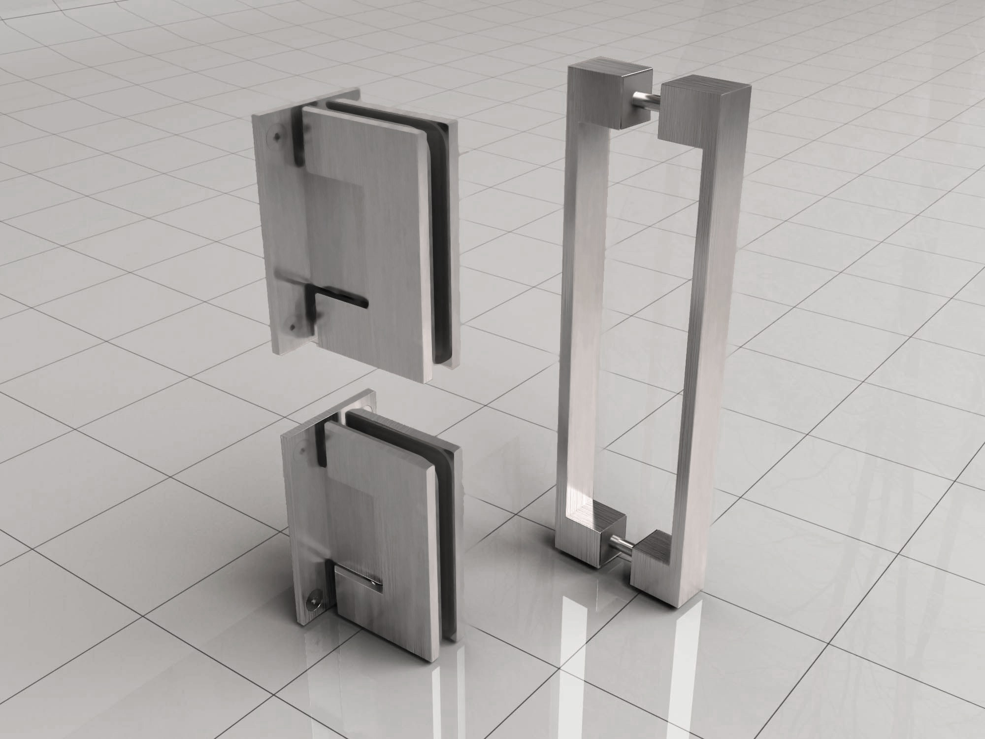 Productfoto Less scharnierset en greep voor profielloze nisdeur geborsteld staal 206171