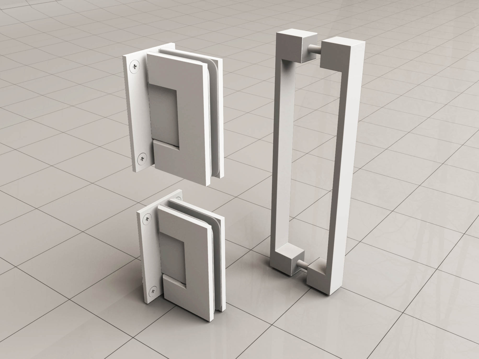 Productfoto Less scharnierset en greep voor profielloze nisdeur mat wit 206173