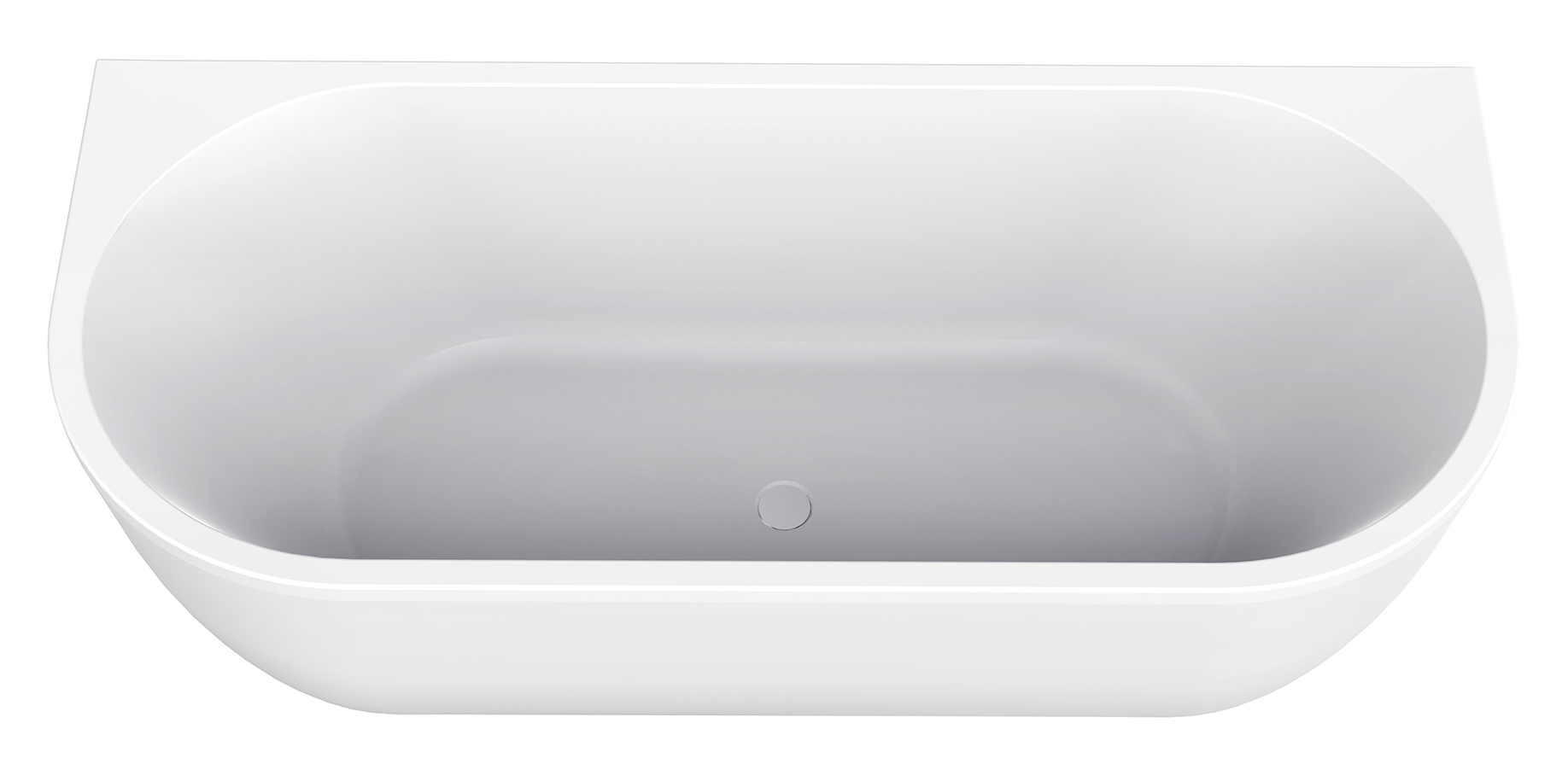 Productfoto Liora half vrijstaand ligbad 170 x 75 cm acryl glans wit met waste glans wit 213666