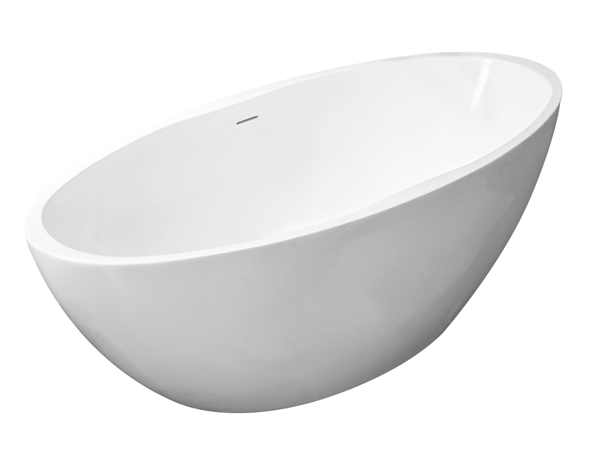 Productfoto Oval vrijstaand ligbad 170 x 78 cm acryl mat wit met waste mat wit 213692
