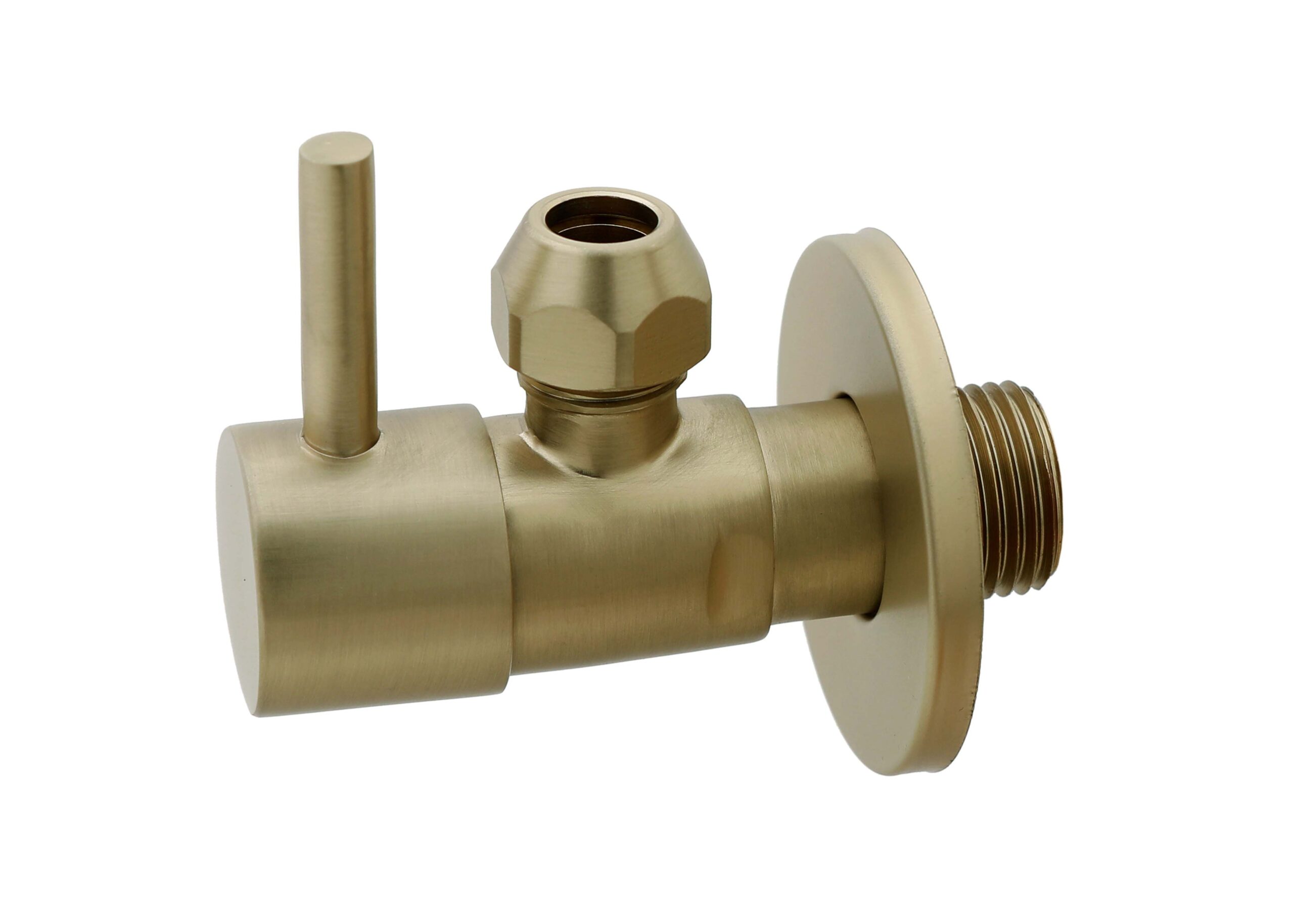 Productfoto Minimal hoekstopkraan 1/2" x 3/8" of knel 10 mm geborsteld messing PVD 223619