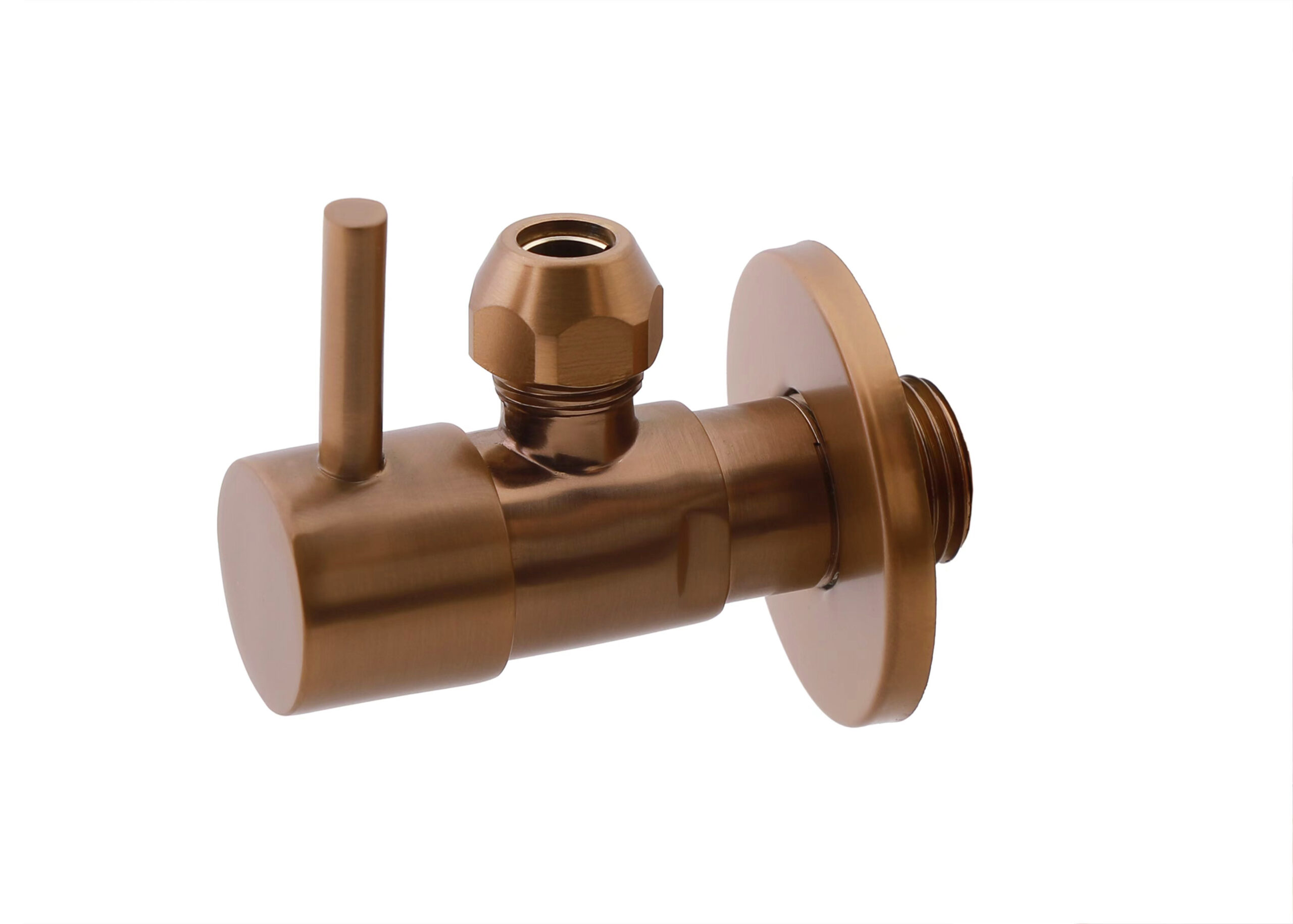 Productfoto Minimal hoekstopkraan 1/2" x 3/8" of knel 10 mm geborsteld brons koper PVD 223620