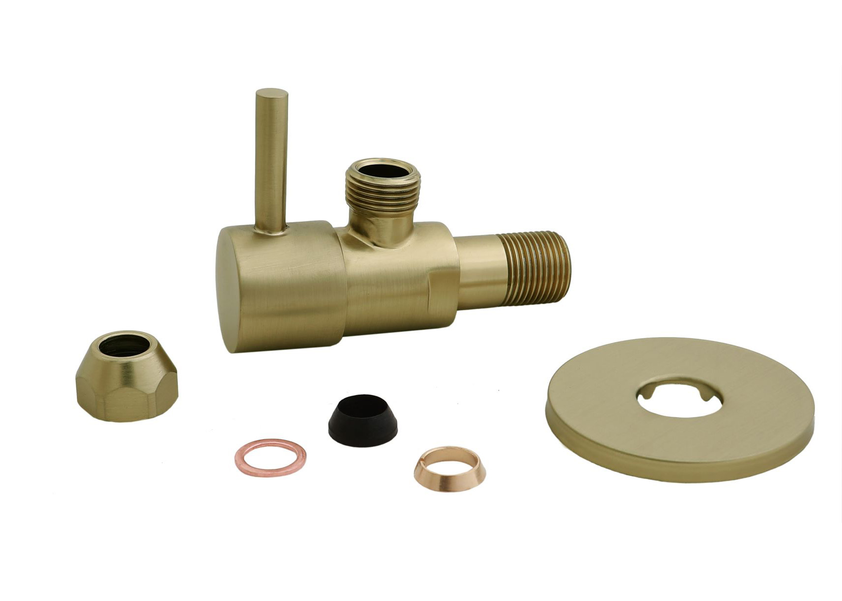 Productfoto Minimal hoekstopkraan 3/8" x 3/8" of knel 10 mm geborsteld messing PVD 223621